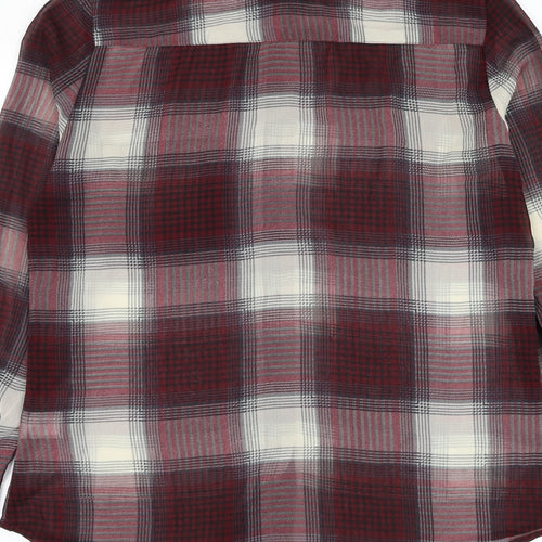 Sparkle & Fade Womens Red Plaid Polyester Basic Button-Up Size XS Collared