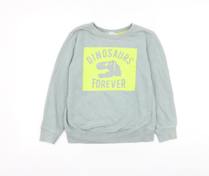 H&M Boys Grey Cotton Pullover Sweatshirt Size 9-10 Years Pullover - Dinosaurs Forever