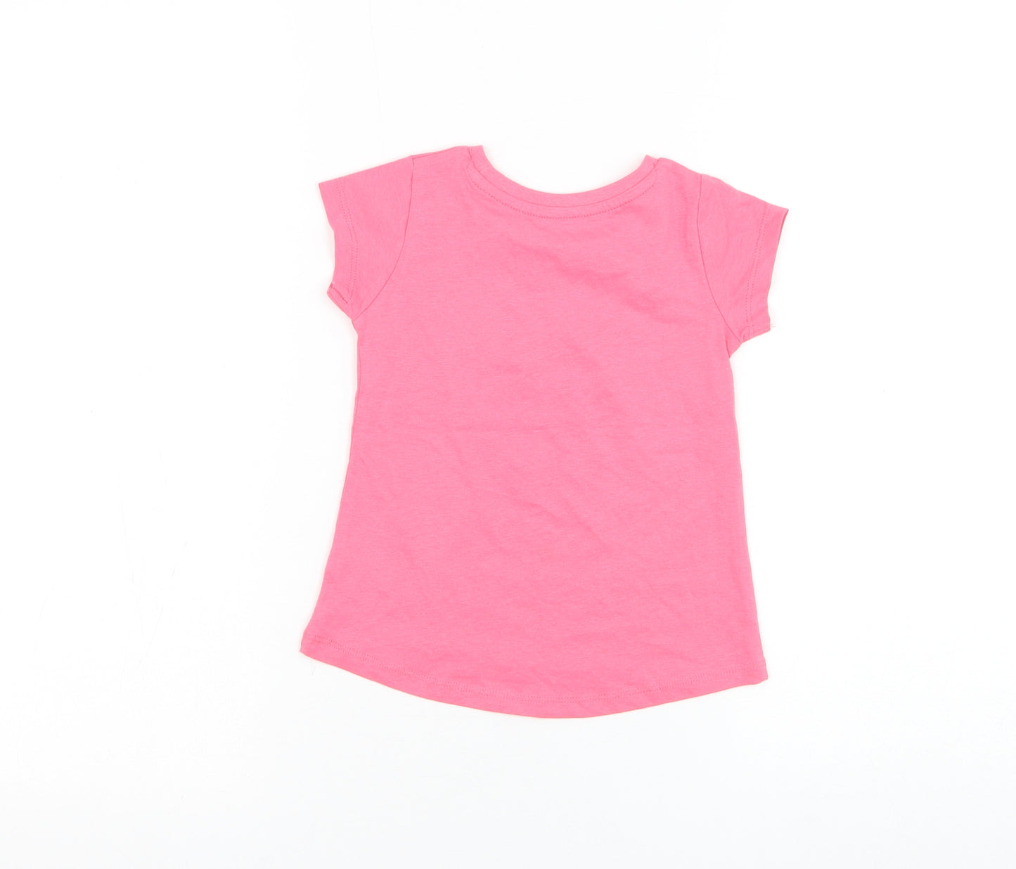 Dunnes Stores Girls Pink Cotton Basic T-Shirt Size 18-24 Months Round Neck Pullover - Rabbit