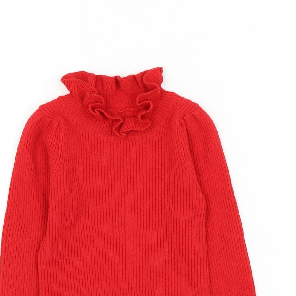 Dunnes Stores Girls Red Mock Neck Viscose Pullover Jumper Size 2-3 Years Pullover