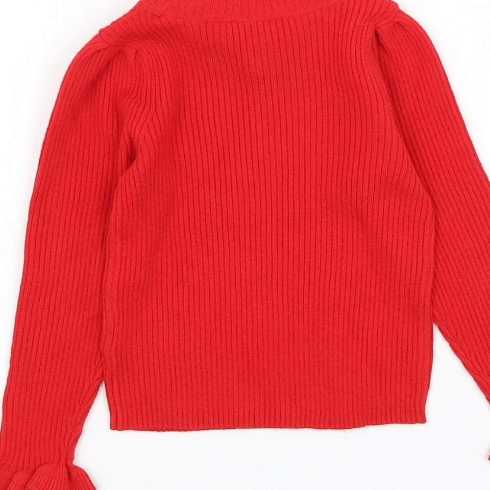 Dunnes Stores Girls Red Mock Neck Viscose Pullover Jumper Size 2-3 Years Pullover