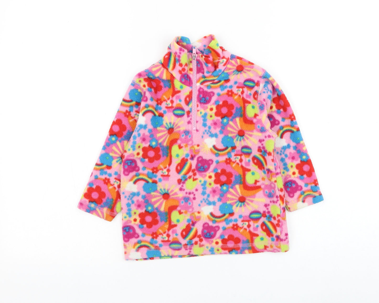 Power Kids Girls Multicoloured Geometric Polyester Pullover Sweatshirt Size 2-3 Years Zip