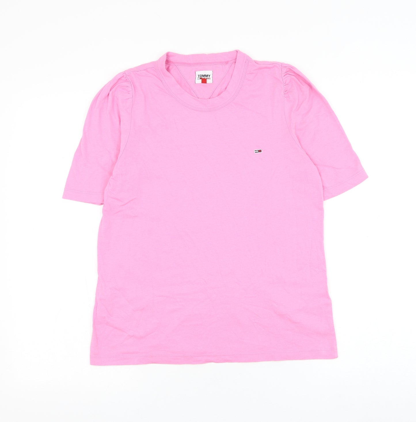 Tommy Jeans Womens Pink Cotton Basic T-Shirt Size M Round Neck