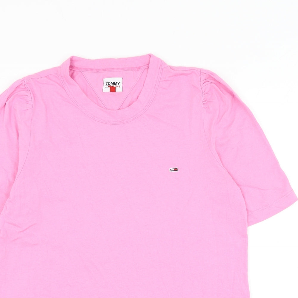 Tommy Jeans Womens Pink Cotton Basic T-Shirt Size M Round Neck