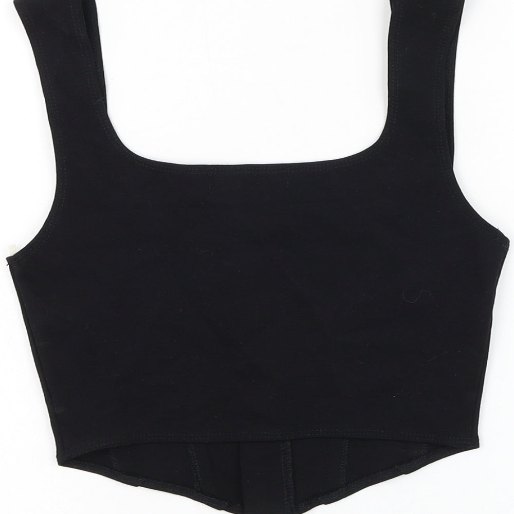 Popular 21 Womens Black Nylon Cropped Tank Size S Square Neck