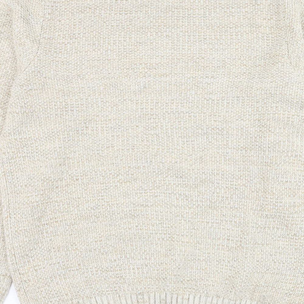Primark Mens Beige Round Neck Acrylic Pullover Jumper Size L