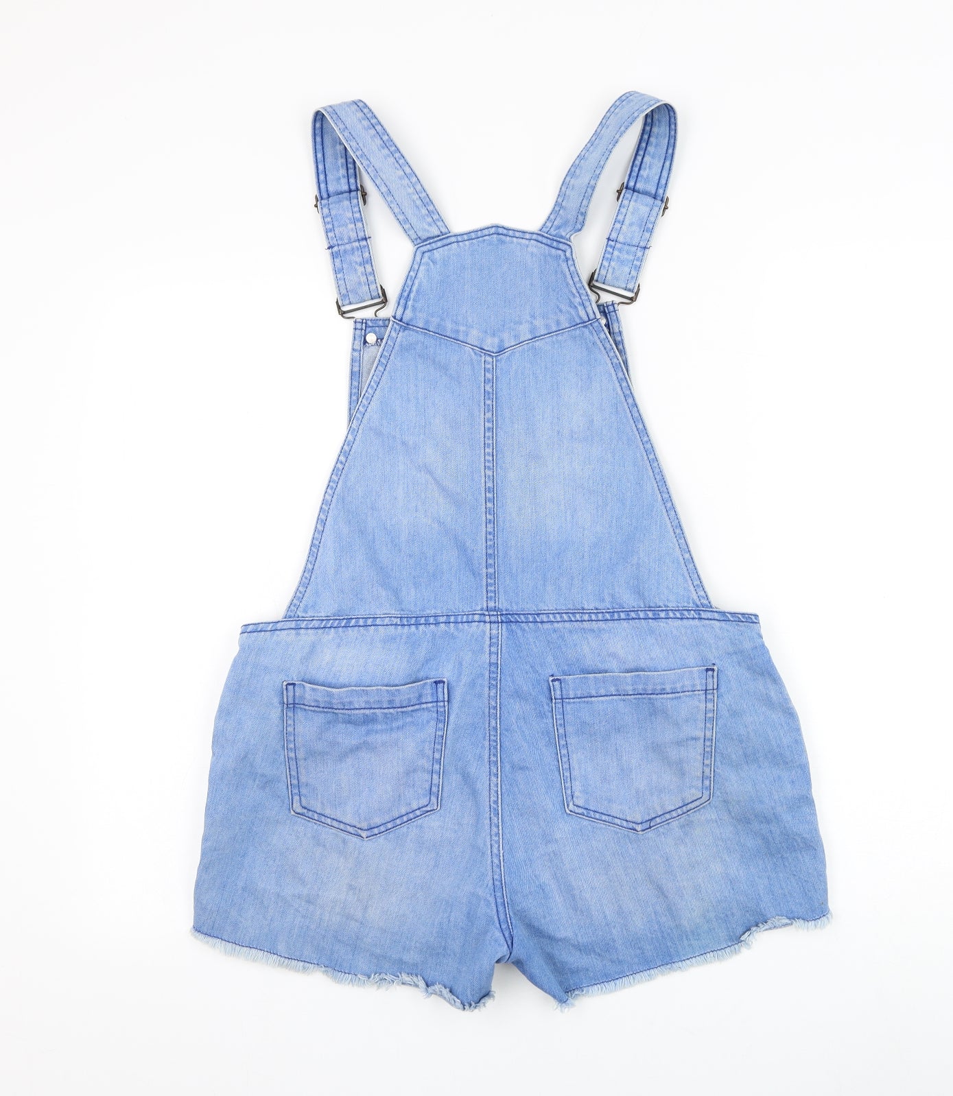 Denim & Co. Womens Blue Cotton Dungaree One-Piece Size 12 Button - Shorts