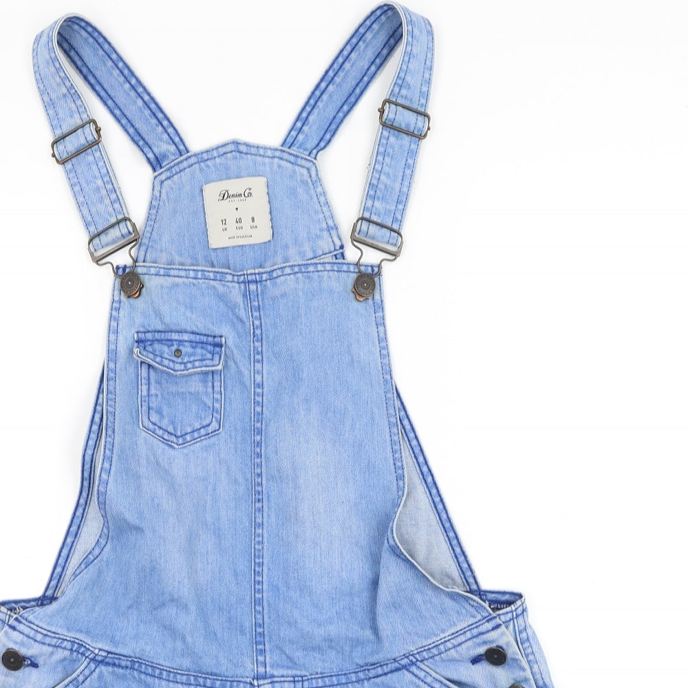 Denim & Co. Womens Blue Cotton Dungaree One-Piece Size 12 Button - Shorts