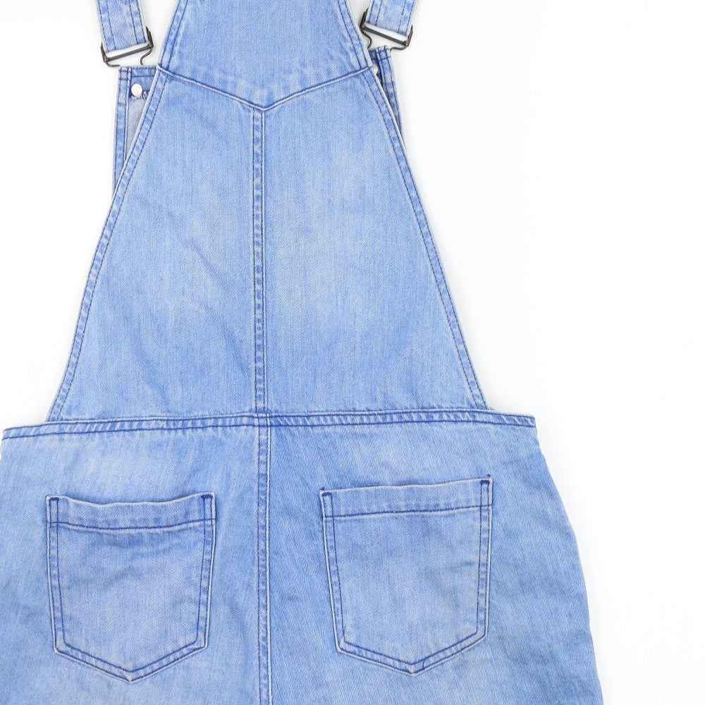 Denim & Co. Womens Blue Cotton Dungaree One-Piece Size 12 Button - Shorts