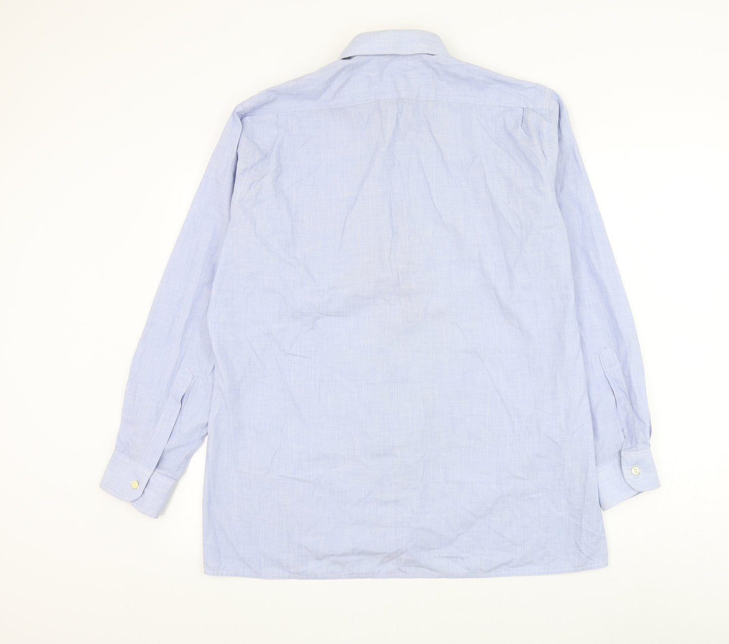 BHS Mens Blue Cotton Dress Shirt Size 16.5 Collared Button