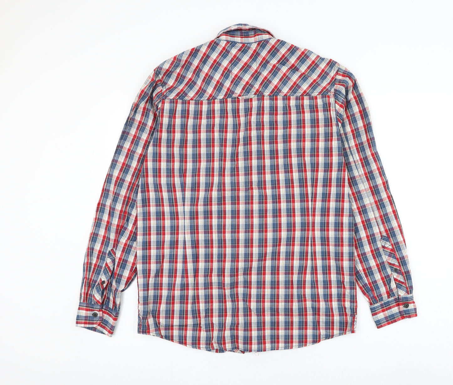 Tokyo Laundry Mens Multicoloured Plaid Cotton Button-Up Size M Collared Button