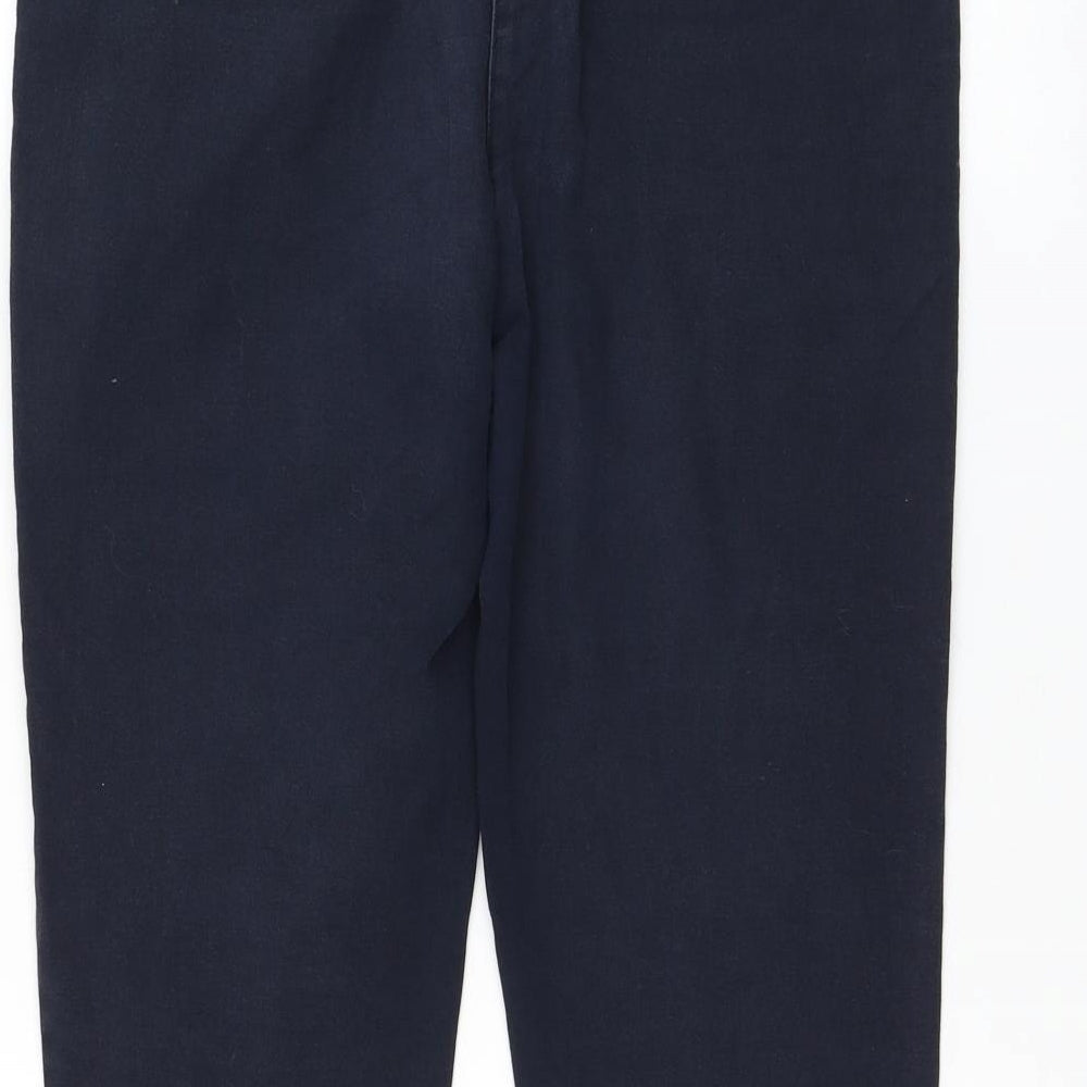 Wallis Womens Blue Cotton Cropped Trousers Size 10 L22 in Regular Zip