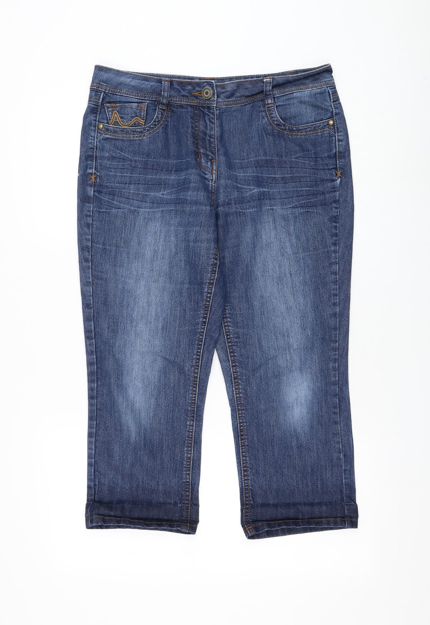 George Womens Blue Polyester Cropped Jeans Size 34 in L22 in Regular Zip