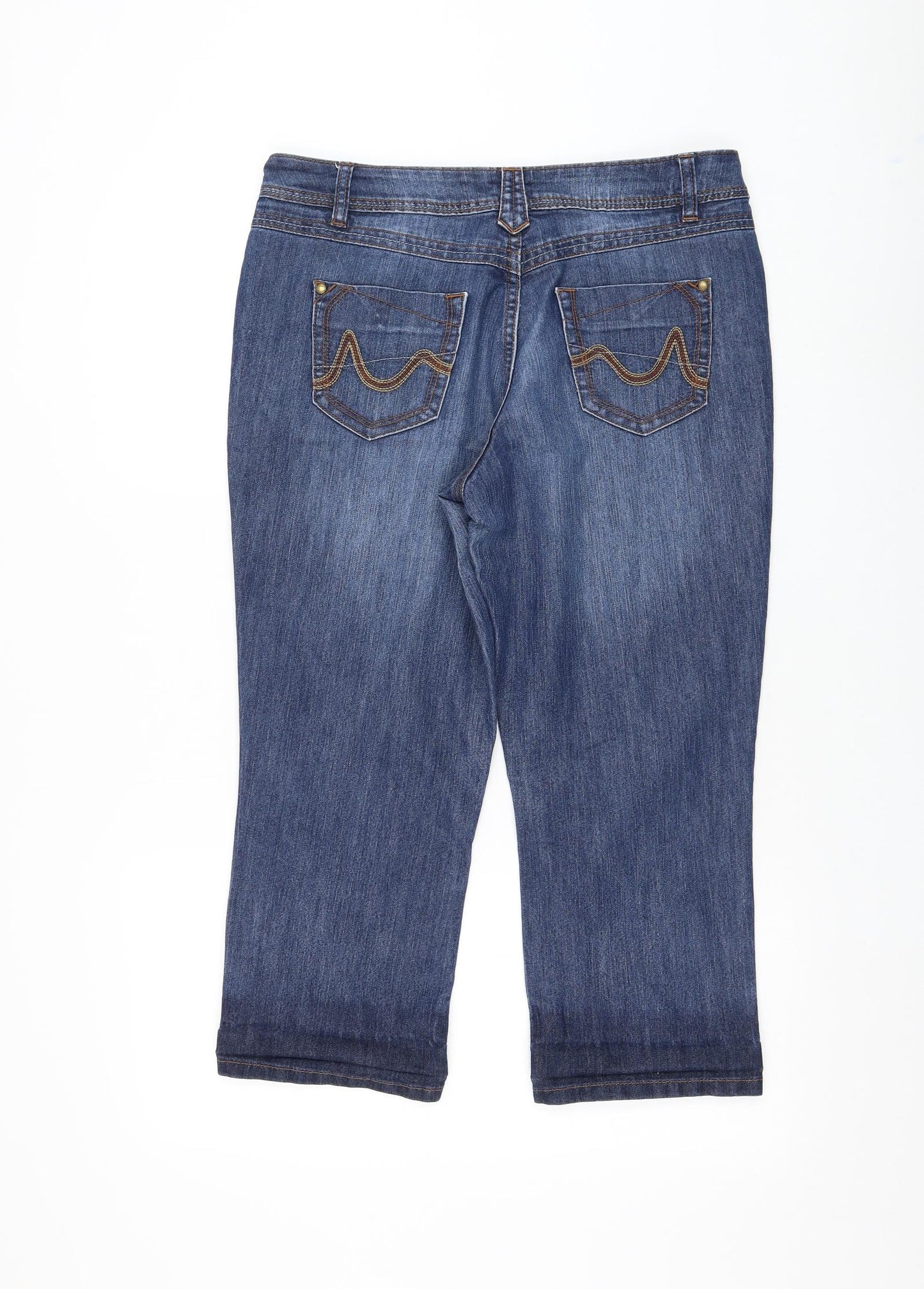 George Womens Blue Polyester Cropped Jeans Size 34 in L22 in Regular Zip