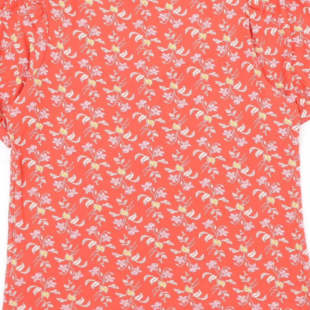 NEXT Womens Red Floral Viscose Basic Blouse Size 12 Scoop Neck