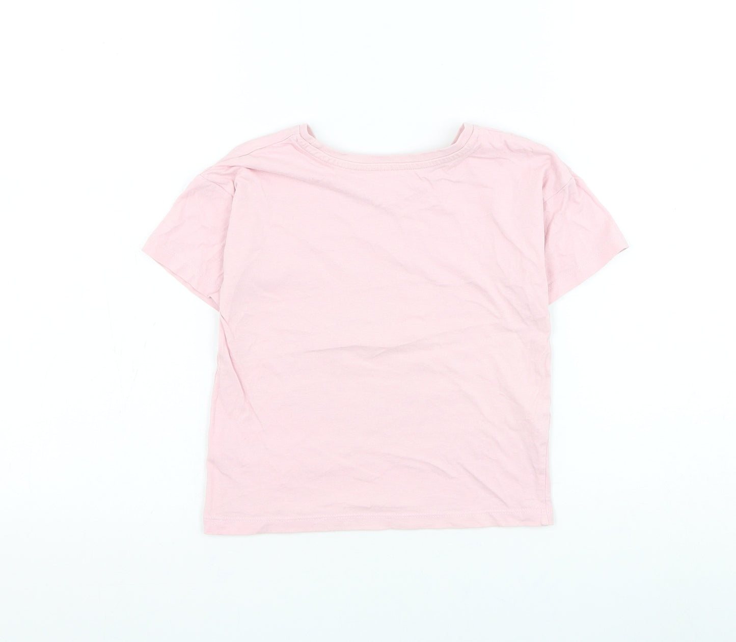 Matalan Girls Pink Cotton Basic T-Shirt Size 4-5 Years Round Neck Pullover - Unicorn Meddow
