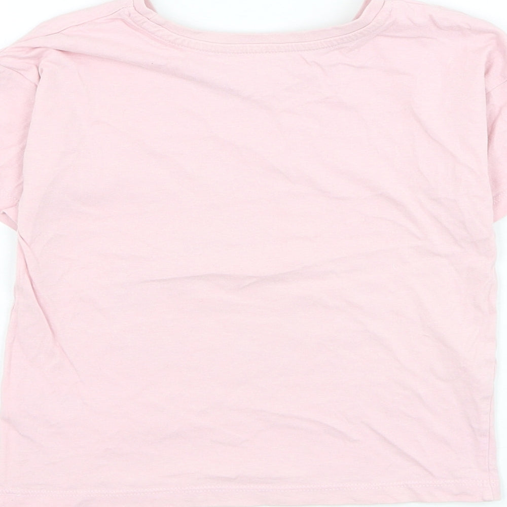Matalan Girls Pink Cotton Basic T-Shirt Size 4-5 Years Round Neck Pullover - Unicorn Meddow