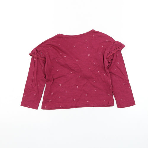 Dunnes Stores Girls Red Cotton Basic T-Shirt Size 4 Years Round Neck Pullover