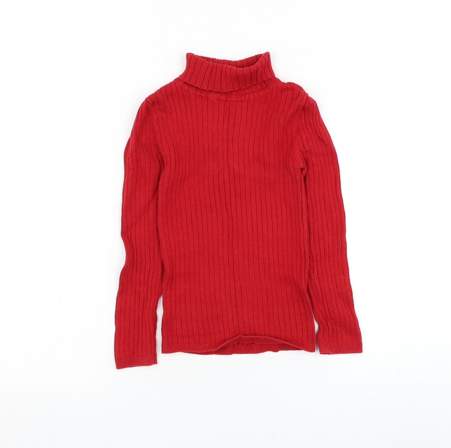 TU Girls Red Roll Neck Cotton Pullover Jumper Size 4-5 Years Pullover