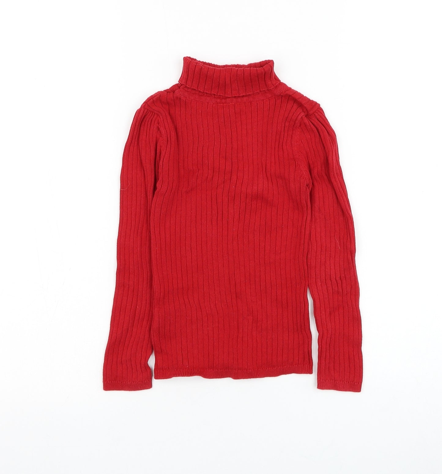 TU Girls Red Roll Neck Cotton Pullover Jumper Size 4-5 Years Pullover