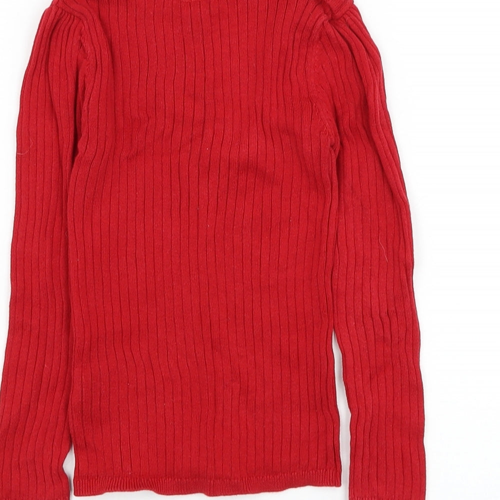 TU Girls Red Roll Neck Cotton Pullover Jumper Size 4-5 Years Pullover