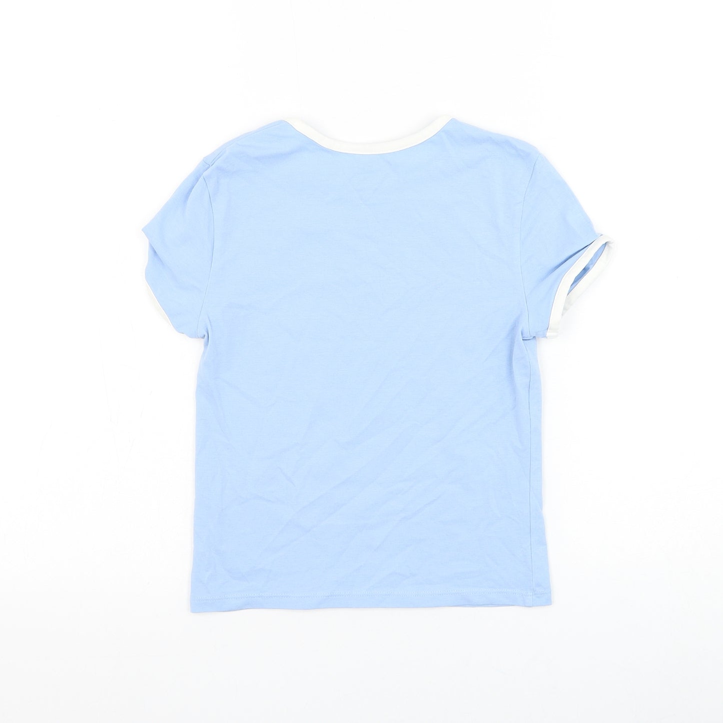 H&M Girls Blue Polyester Basic T-Shirt Size 12-13 Years Round Neck Pullover - South Carolina