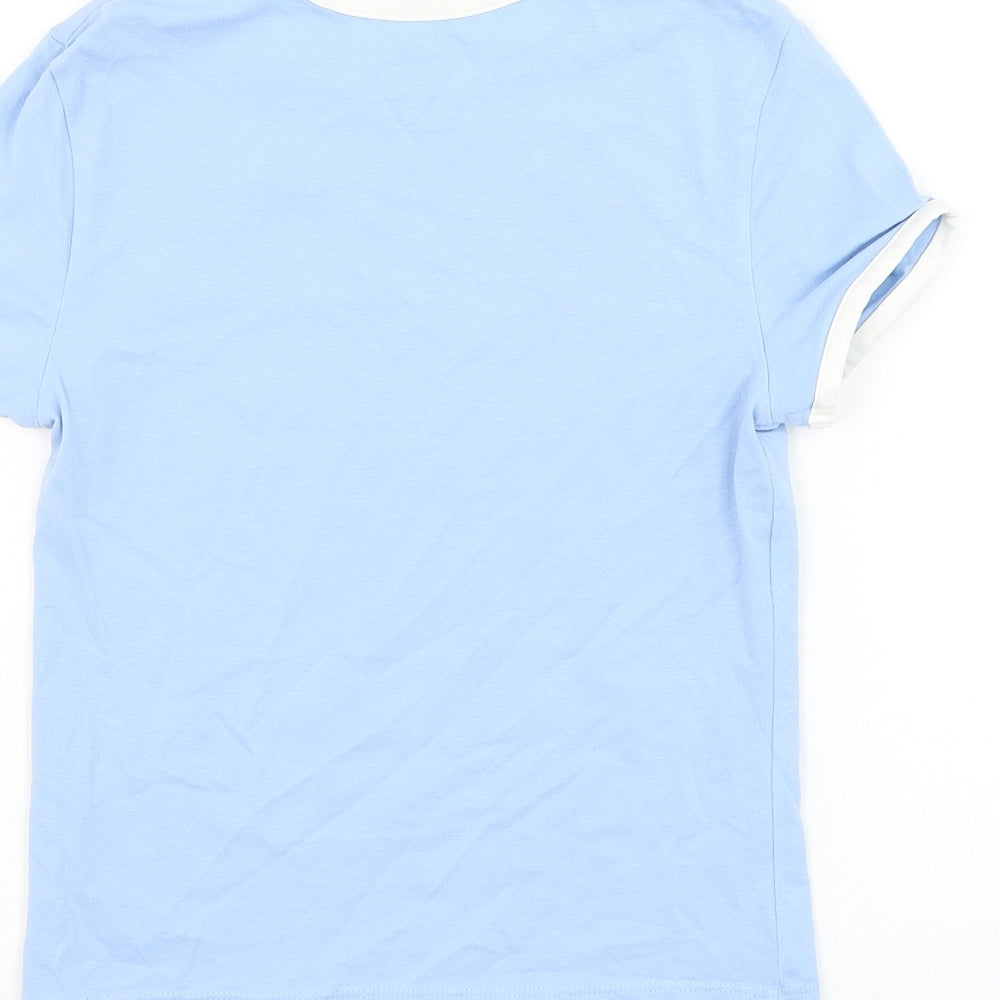 H&M Girls Blue Polyester Basic T-Shirt Size 12-13 Years Round Neck Pullover - South Carolina