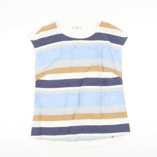 Feria Womens Multicoloured Striped Viscose Basic Blouse Size 8 Round Neck