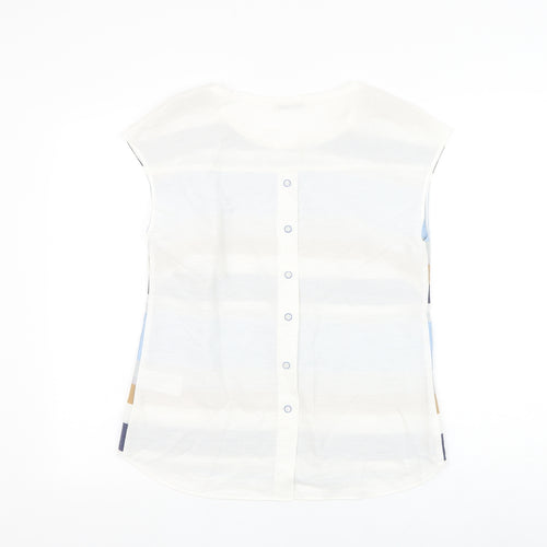 Feria Womens Multicoloured Striped Viscose Basic Blouse Size 8 Round Neck