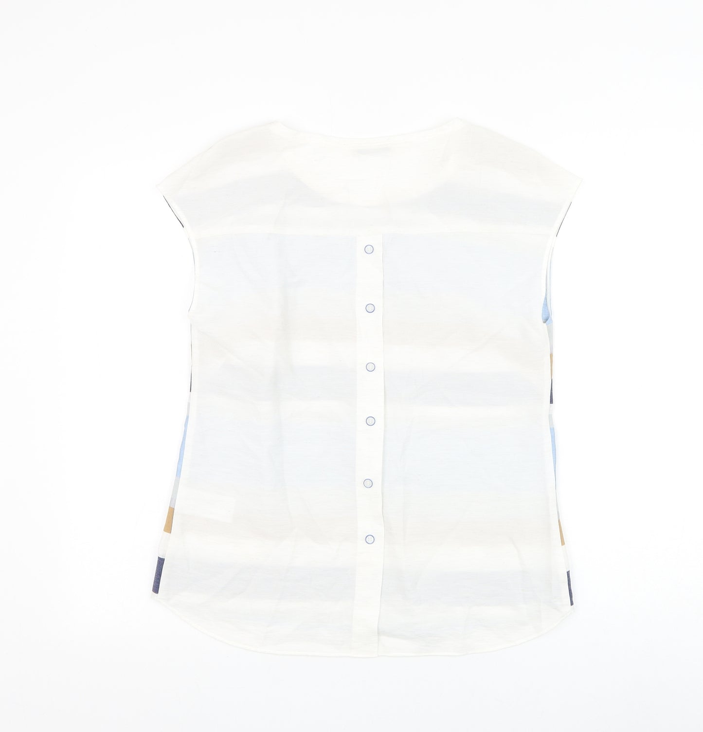 Feria Womens Multicoloured Striped Viscose Basic Blouse Size 8 Round Neck