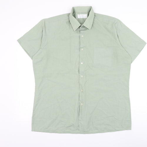 Keynote Mens Green Polyester Button-Up Size 16.5 Collared Button