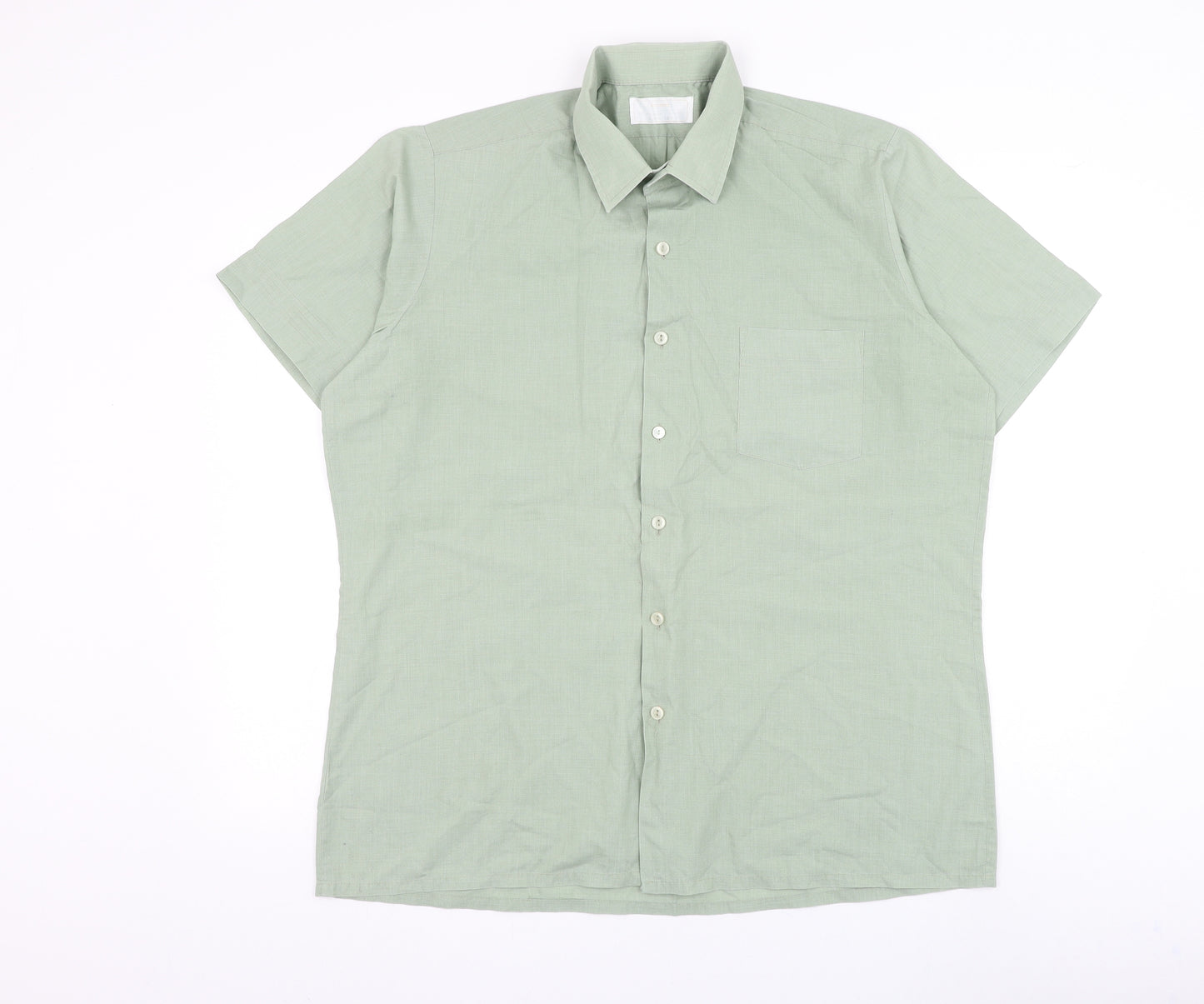 Keynote Mens Green Polyester Button-Up Size 16.5 Collared Button