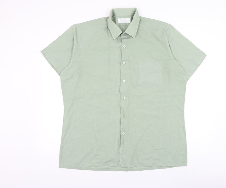 Keynote Mens Green Polyester Button-Up Size 16.5 Collared Button