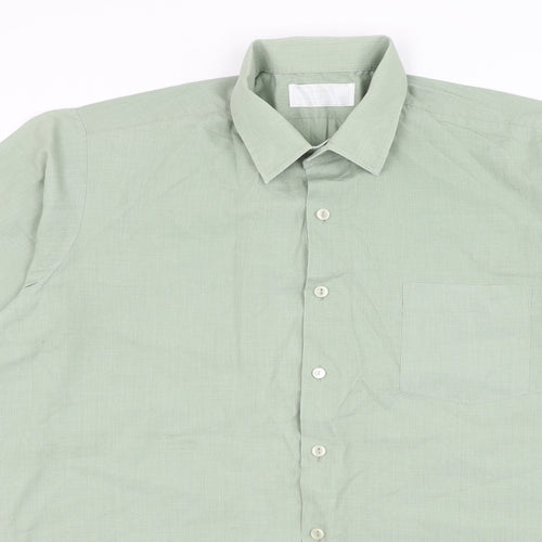 Keynote Mens Green Polyester Button-Up Size 16.5 Collared Button