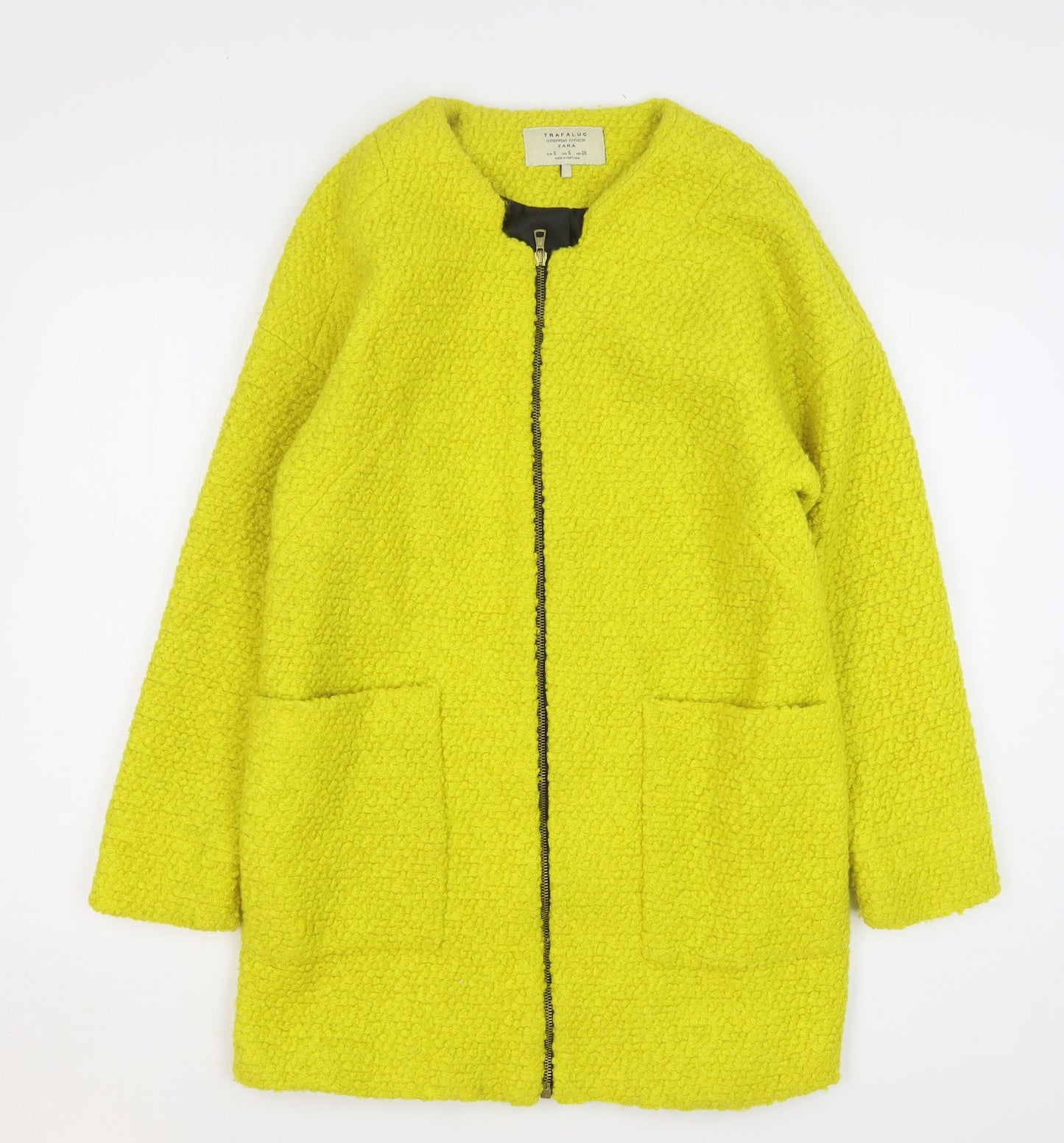 Zara Womens Green Overcoat Coat Size S Zip