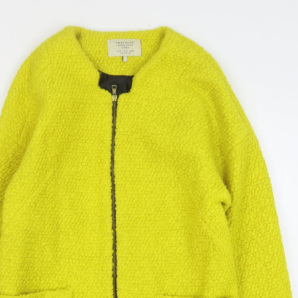 Zara Womens Green Overcoat Coat Size S Zip