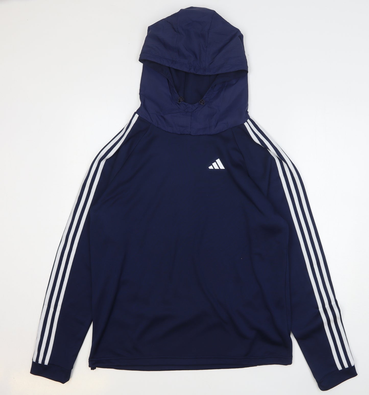 adidas Mens Blue Polyester Pullover Hoodie Size L