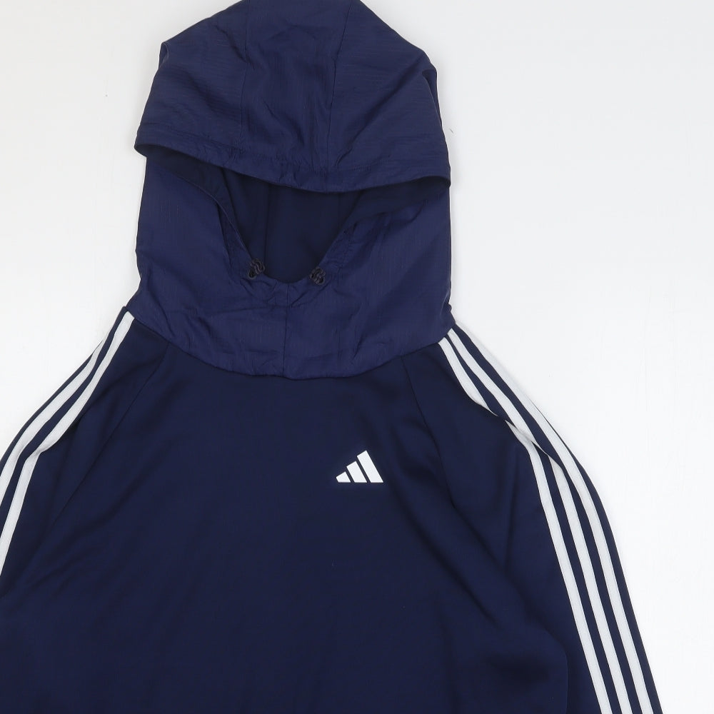 adidas Mens Blue Polyester Pullover Hoodie Size L