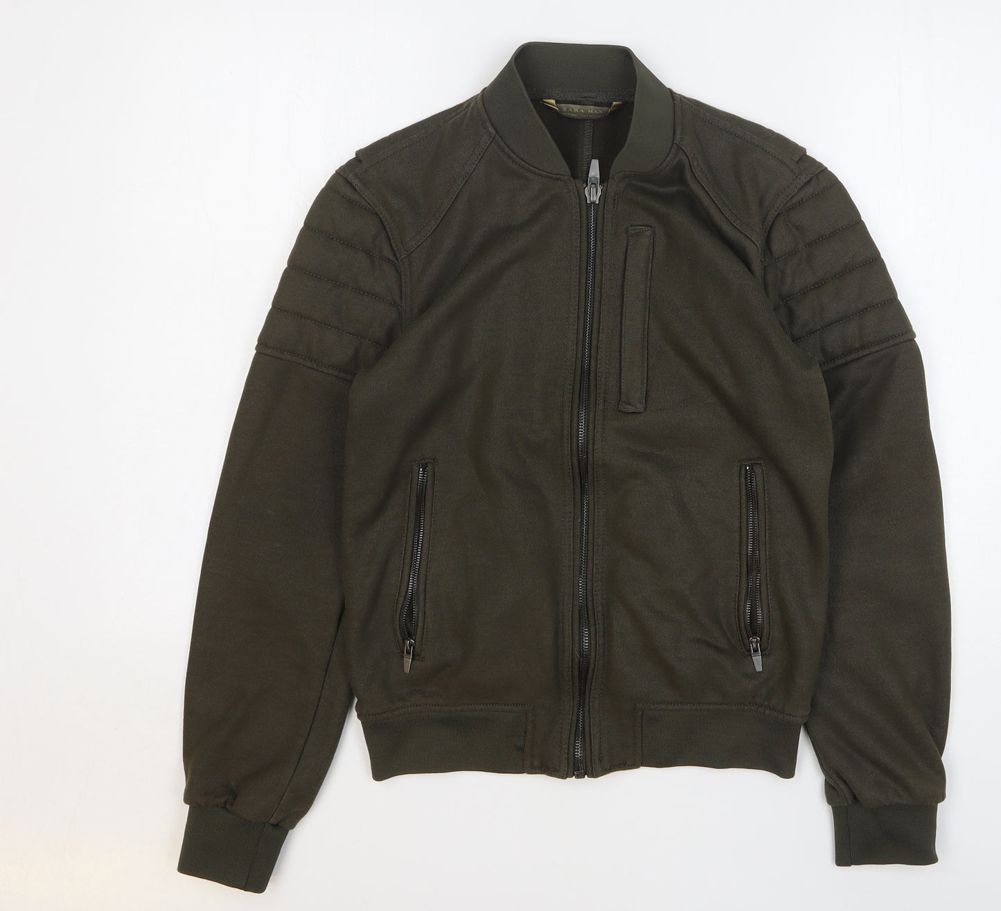 Zara Mens Green Bomber Jacket Jacket Size S Zip
