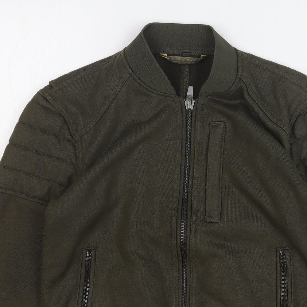Zara Mens Green Bomber Jacket Jacket Size S Zip