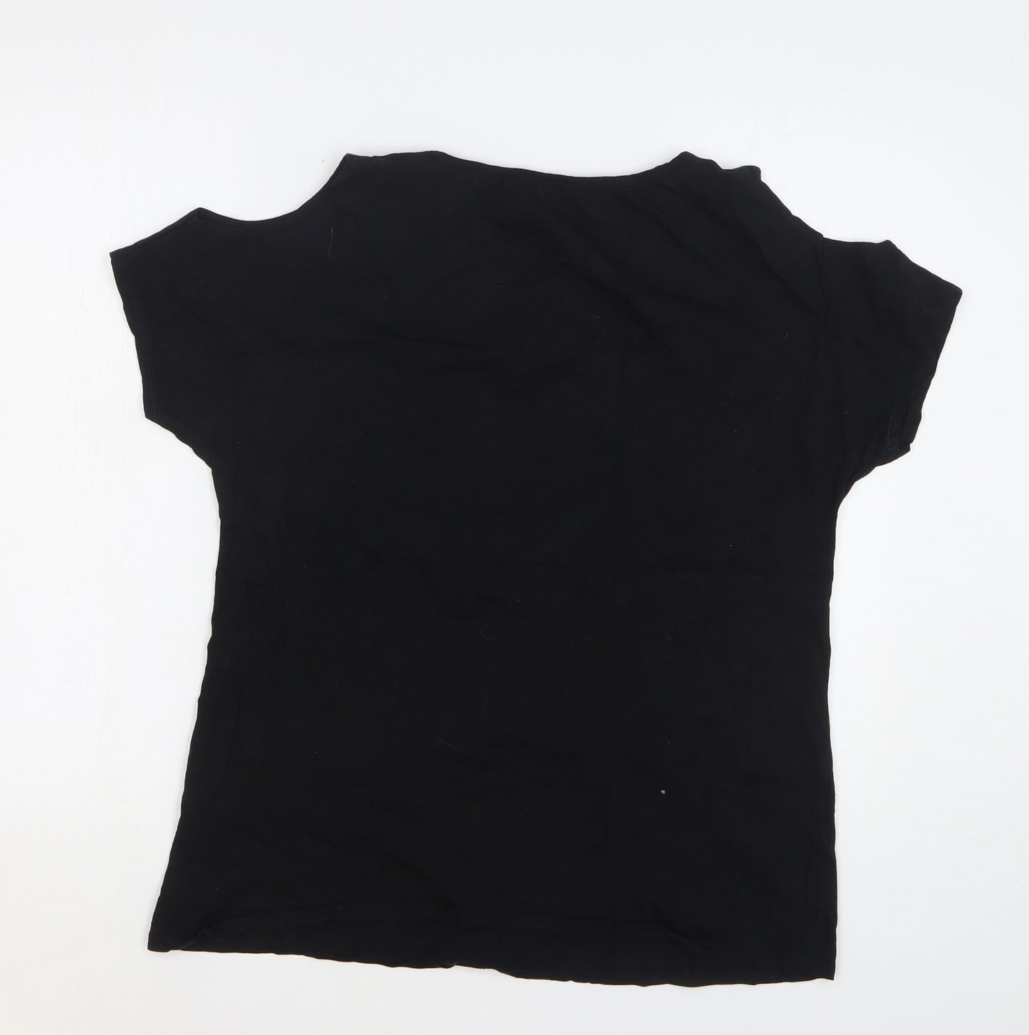 George Womens Black Paisley Cotton Basic T-Shirt Size 14 Round Neck - Cold Shoulder