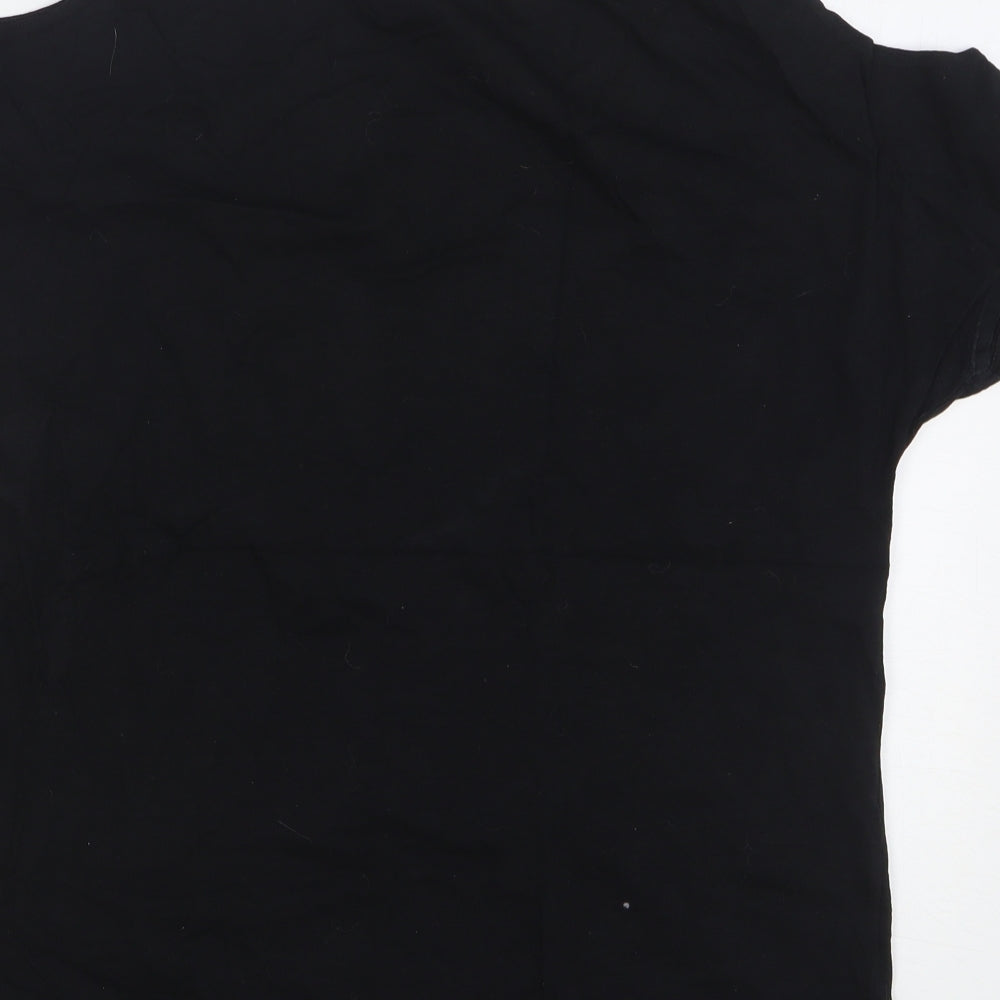 George Womens Black Paisley Cotton Basic T-Shirt Size 14 Round Neck - Cold Shoulder