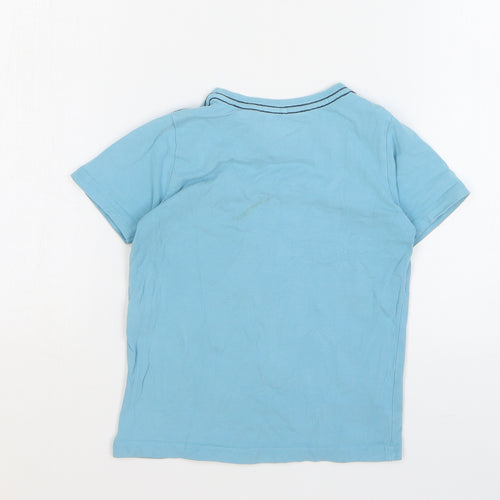 name it Boys Blue Geometric Cotton Basic T-Shirt Size 6 Years Round Neck Pullover