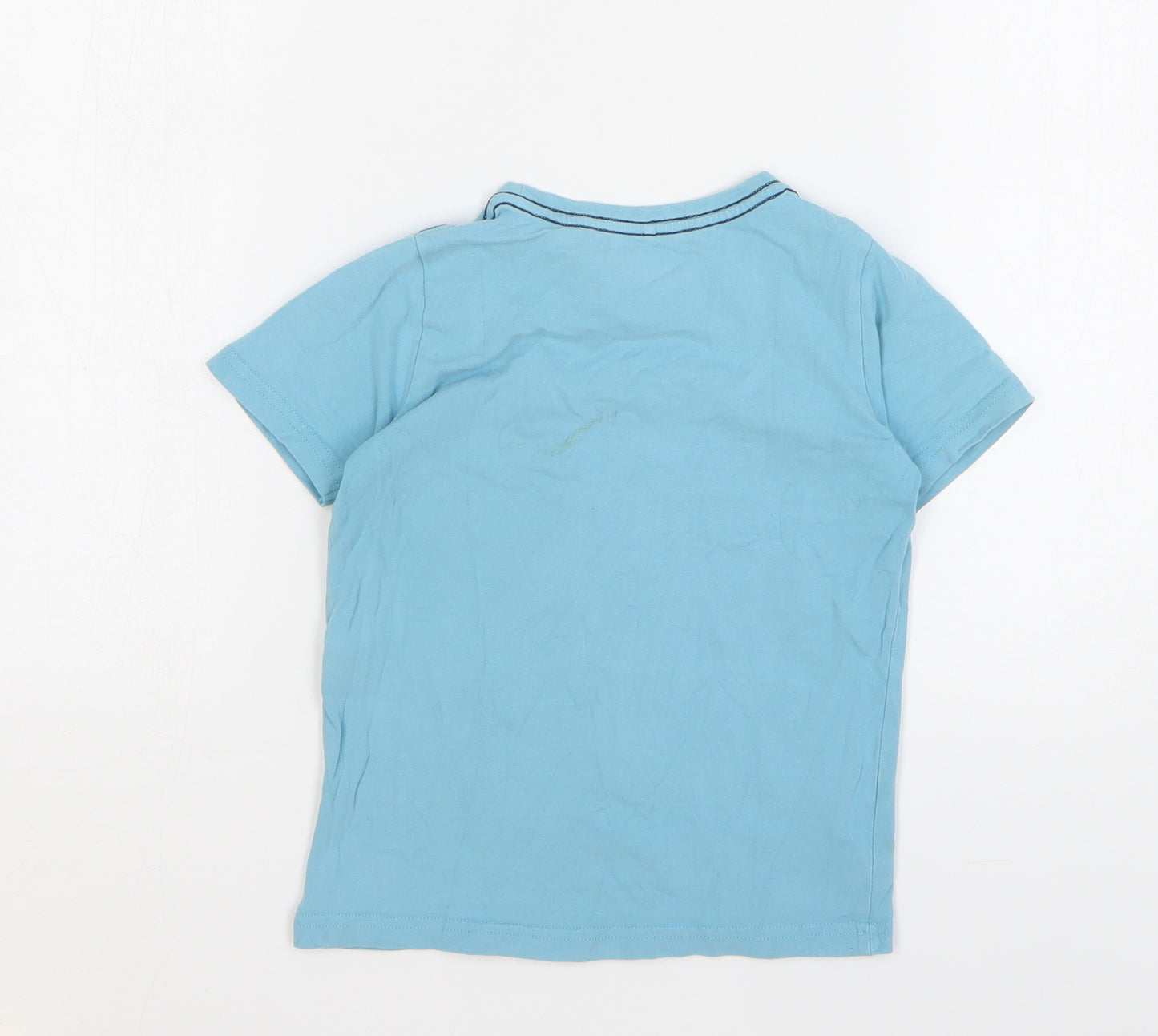 name it Boys Blue Geometric Cotton Basic T-Shirt Size 6 Years Round Neck Pullover