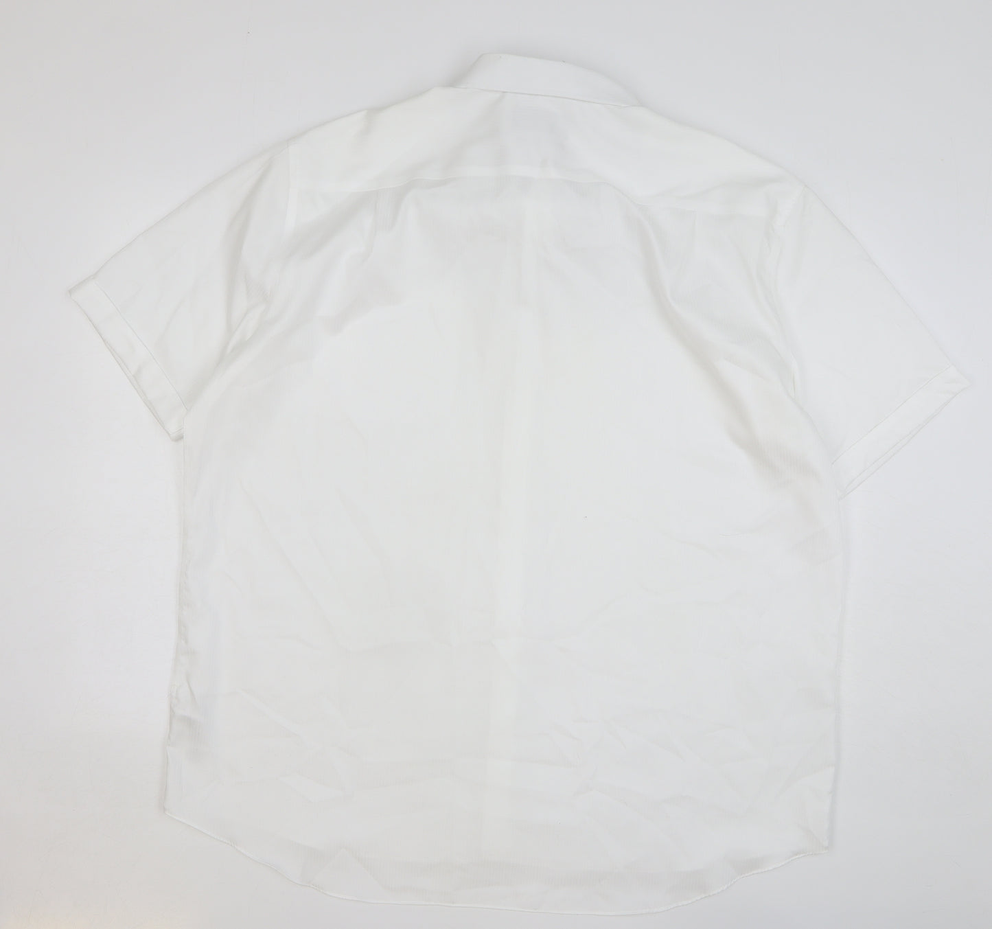 Marks and Spencer Mens White Striped Cotton Dress Shirt Size 18.5 Collared Button