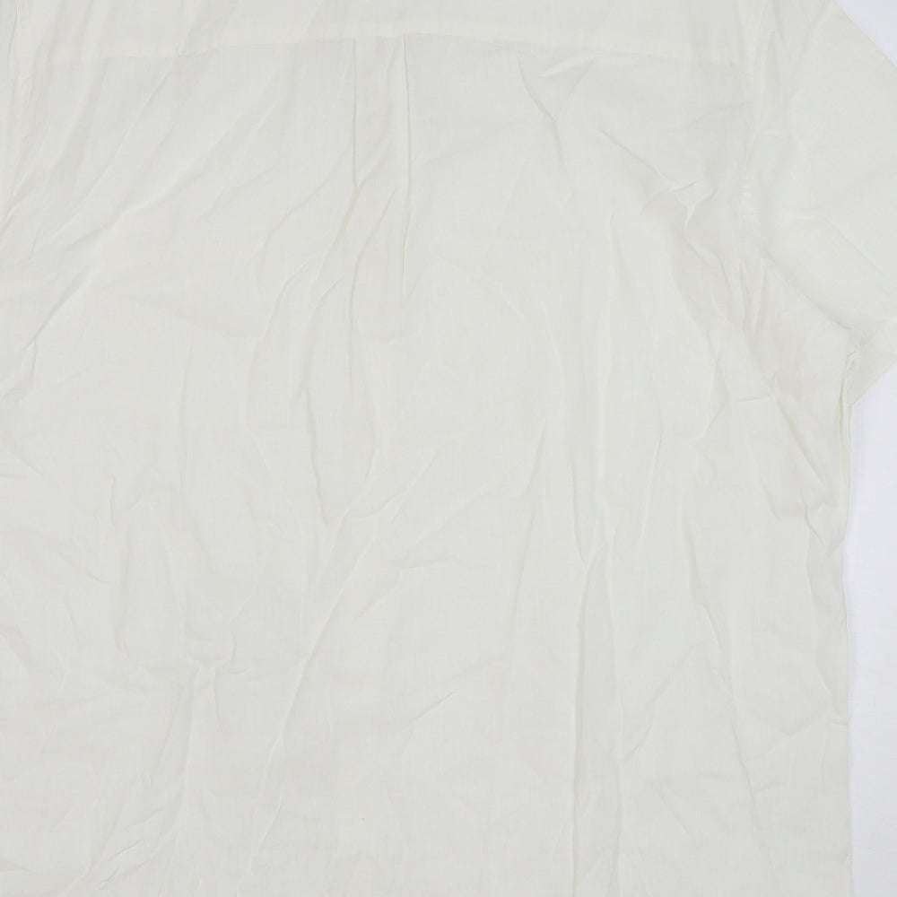 Gap Mens White Linen Button-Up Size XL Collared Button
