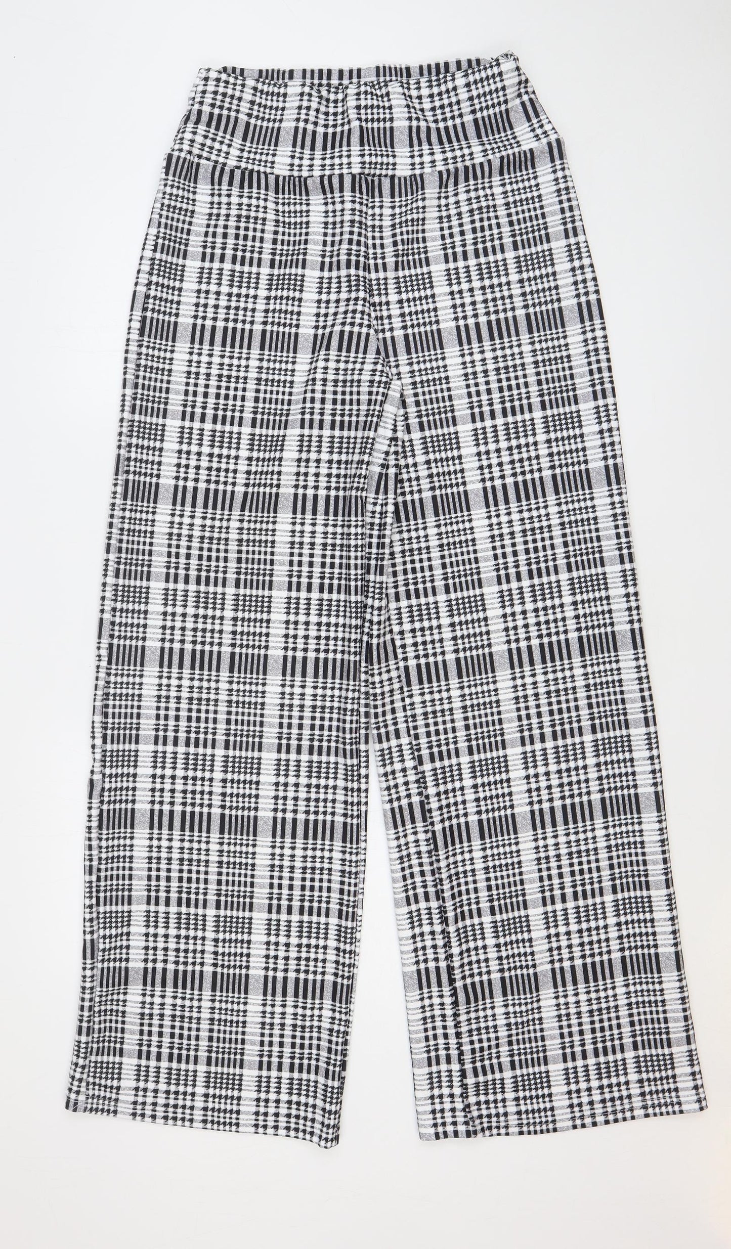 SheIn Womens Black Plaid Polyester Trousers Size L L33 in Regular