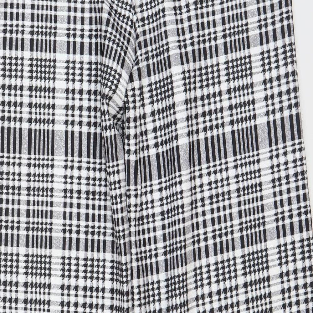 SheIn Womens Black Plaid Polyester Trousers Size L L33 in Regular