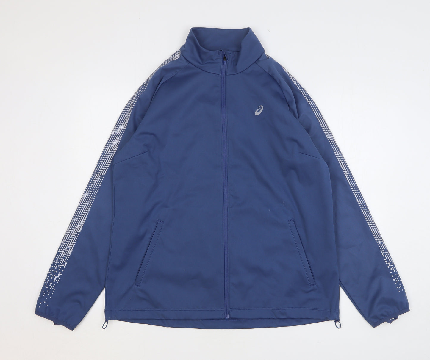 ASICS Mens Blue Geometric Windbreaker Jacket Size XL Zip