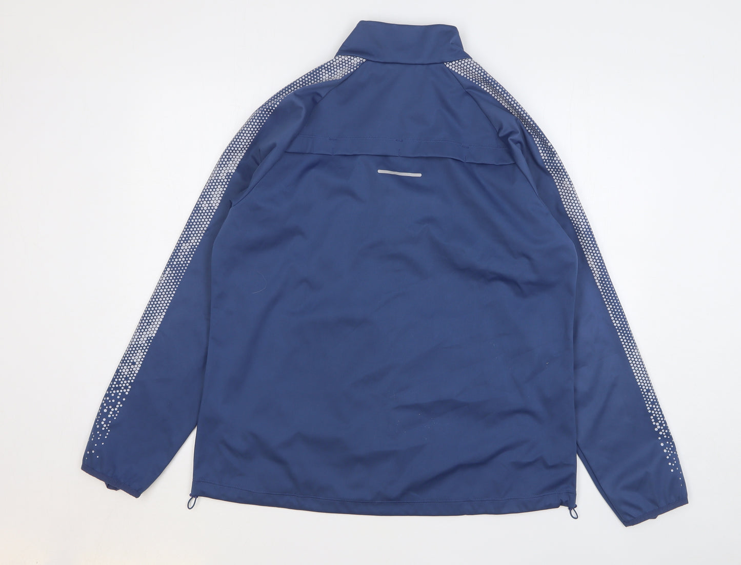 ASICS Mens Blue Geometric Windbreaker Jacket Size XL Zip